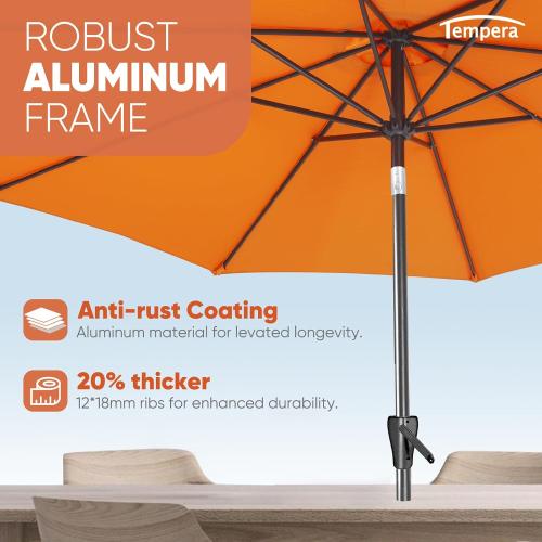 BLUE ? Tempera Patio Market Outdoor Table Umbrella with Push Button Tilt and Crank,Large Sun Umbrella with Sturdy Pole&Fade resistant canopy,Easy to set