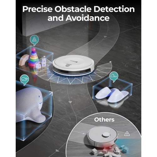 Robot Vacuums,10KPa Robotic Vacuum Cleaner with Mapping,Lidar Navigation&Obstacle Avoidance,150mins Robot Vacuum with App/Alexa/Remote,Tangle-Free Pet Hair,Self-Charging (White)