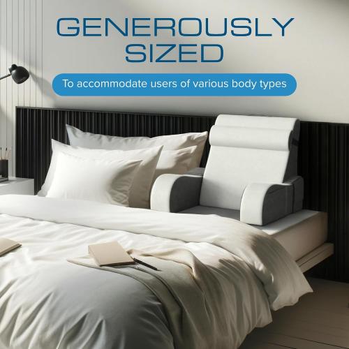 Kolbs Bed Wedge Pillow for Sleep Apnea, Acid Reflux, and Back Pain Relief, with Chic Jacquard Cover - Headboard Wedges for Sleeping (19 Wedge Reading - Grey)