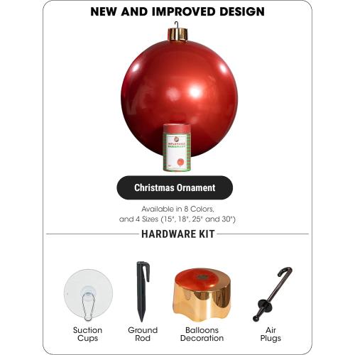 Inflatable Oversized Ornaments Jumbo Christmas Balls 15 18 25 or 30 inches Holiday Decorations Indoor Outdoor