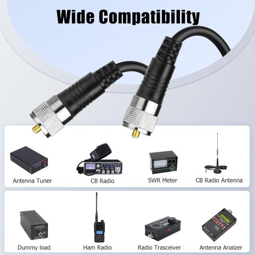 RG8x Coaxial Cable, CB Coax Cable, 50ft UHF PL259 Male to Male Low Loss CB Antenna Cables, 50 Ohm for HAM Radio, Antenna Analyzer
