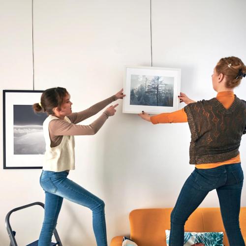 Okllen 20 Pack Picture Rail Hooks and Wire, Picture Rail Hanging System, 3ft Length Picture Hanging Wire with Loop & Adjustable Wire Hooks Kit, Silver