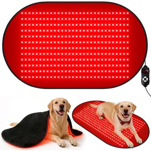 Red Light Therapy Mat for Dogs, 23.6 x 39.4 Inches Pet Light Therapy Mat, 360 LED Beads, 660nm & 880nm Light, Timer and Controller, for Dog Back, Waist, Legs