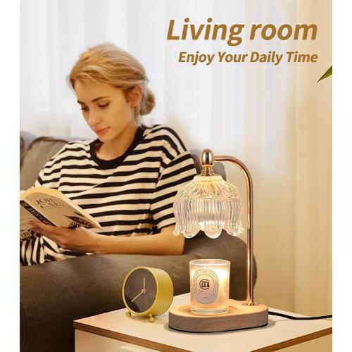 Candle Warmer Lamp with Timer and Dimmer,Electric Gold Light Gifts for Women Melt Wax Warmer Lamp with 2 Bulbs for Candle Jars House Warming New Home Decor Bedroom