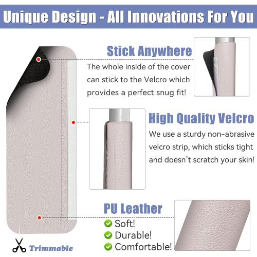 Refrigerator Handle Covers, 5PCS, Leather Kitchen Appliance Handle Covers, Keep Your Fridge Microwave Oven Stove Dishwasher Clean, Save Your Time, Trimmable and One Size Fits All (Light Grey)