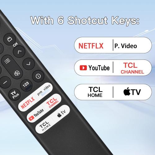 for TCL Google TV Remote, RC813 for Voice Replacement Control,for Android Mini-LED QLED 4K UHD Smart Television, with 6 Shortcut Buttons for NEIFLX/Prime/YouTube/TCL/Apple TV Buttons
