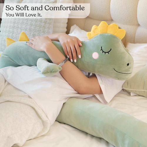 Dinosaur Bed Snake 6 FT Long Pillow for Bed – Decorative Plush Cushion Long Body Pillow – Large Stuffed Animals – Body Pillows for Adults & Kids – Giant Stuffed Animal Cozy Room Decor