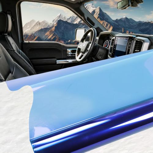 Chameleon Window Tint Film 20inch x 20FT 20% 35% 50% 60% 70% VLT Two Ply Nano Ceramic Chameleon Windonw Films UV99% Glass Tinting for Car and Home (BLUE50%)