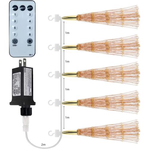 5 Pack 1000LED Plug in Starburst Sphere Lights,Firework Light 8 Modes Dimmable Remote Control Waterproof Hanging Copper Wire Fairy Light for Patio Party Tent Christmas (Warm White)