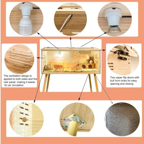 Brooder Box for Chicks,with Sliding Door,Table Legs,2 Types of Thermometer with Heat Lamp Set Suitable for Chicks/Duck/Parrot/Hamster(31.5×15.7×15.7)