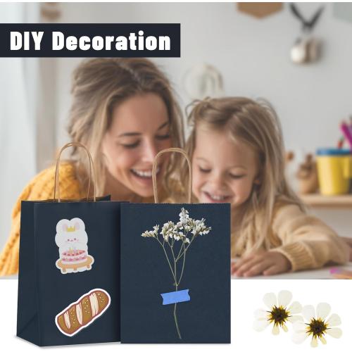 Joybe 50 Pack 8x4.75x10 Inch Medium Navy Blue Kraft Paper Bags with Handles Bulk, Craft Paper Gift Bags for Party Favors Grocery Retail Shopping Business Goody Merchandise Take Out Blank Sacks (50pcs)