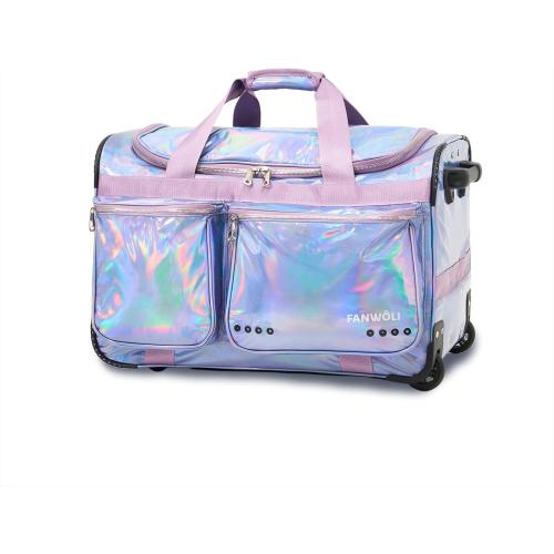 Fanwoli 23 Dance Bag with Garment Rack | Prism-Glowing Collection | Waterproof Iridescent Fabric | Ideal Competition Duffle Bag for Dancer Cheerleader Little Princess | Mermaid Seablue