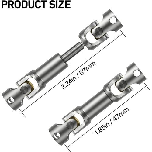 1/14 RC Driveshafts 1Pcs Metal Alloy Silver 1/14 Drive Shaft Compatible with 1/14 Tamiya Trailer Tractor Truck RC Crawler Car (47-57mm)