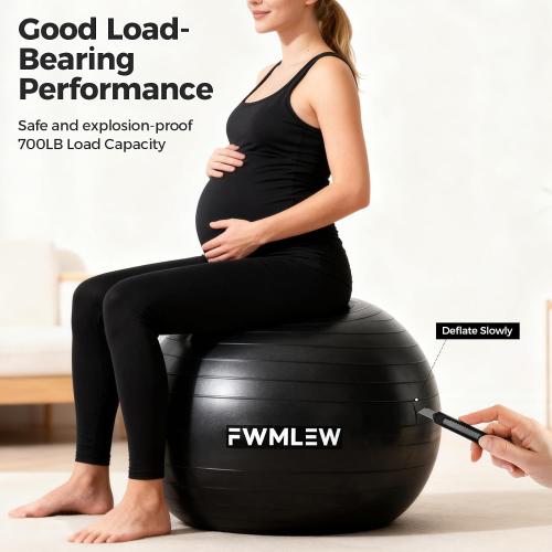 Extra Thick Exercise Yoga Ball, 5-Size Anti-Burst Heavy Duty Stability Gym Ball for Fitness, Core Workout, Pregnancy & Office Chair, Includes Quick Pump