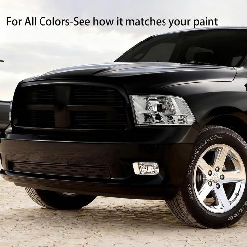 Pair Headlights Assembly Set For 2009 2010 2011 2012-2018 Dodge Ram 1500 2500 3500 5500 ST SXT SLT Pickup/2019-2022 Ram 1500 Classic Truck Replacement Headlamps Chrome Housing Clear Lens LH&RH