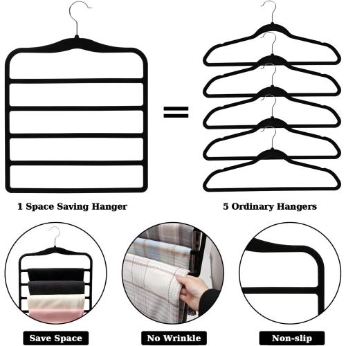 Closet Organizers and Storage,3 Pack Velvet Pants-Hangers-Space-Saving,Non Silp 5 Tier Scarf Jeans Organizer,Dorm Room Essentials for College Students Girls Boys Guys,Organization and Storage