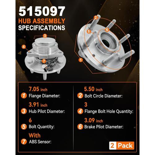 Pair  Front Wheel Bearing Hub