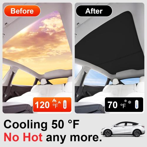 Roof Sunshade for 2025 2026 Tesla Model Y Juniper[Flush-Fit & Rigid-Support] Insulation UV Rays Protection, Sunroof Shade & Sunshade Roof for Tesla Model Y Juniper Accessories 2025 2026(Black)