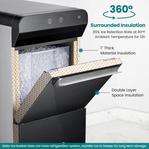 Gevi V2.0 Countertop Gemi Nugget Ice Maker | Self-Cleaning Pellet Ice Machine | Open and Pour Water Refill | Stainless Steel Housing | Fit Under Wall Cabinet | Black