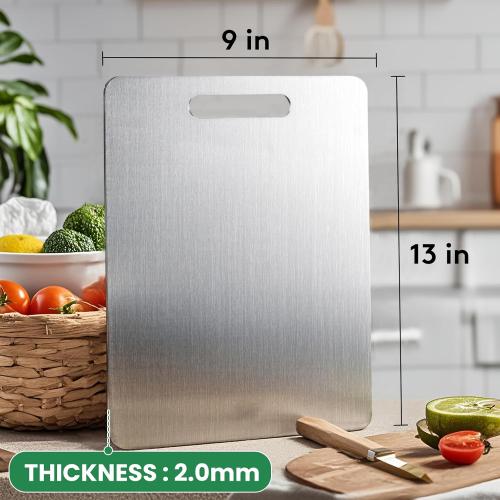 Set of 3 100% Pure Titanium Cutting Board - 13x9 Inch Non-Slip Kitchen Chopping Board, Dishwasher Safe, Scratch Resistant, Easy to Clean, Durable & Hygienic for Meat, Vegetables, and Fruits