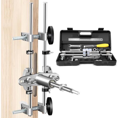 Door Mortise Lock Jig, Door Lock Installation Kit with 18mm 22mm 25mm Tungsten Steel Cutters, Door Lock Hole Opener Kit, Mortising Machine Mortise Jig Lock Mortiser for Carpenter on Wooden Doors
