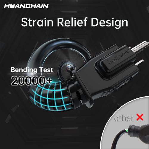 HUANCHAIN Indoor Outdoor Black Extension Cord 50 FT Waterproof 16/3 Gauge | 16 AWG 50 Foot 3 Prong Extension Cord with Hook, Appliance Extension Cord Waterproof with Strap, 13A 1625W SJTW, ETL Listed