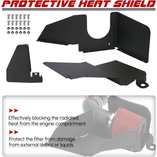 PTNHZ 3.0 Intake Pipe Cold Air Intake System Kit W/Heat Shield Compatible With 2007-2013 Audi A3 S3 2009-2013 VW Jetta MK6 Passat Tiguan
