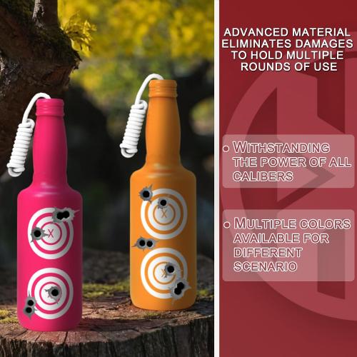 KNINE OUTDOORS 6 Pack Plastic Bottles Shooting Targets for Shooting, 6 Bright Colors with Hanging Rope for Target Practice, Target Practice for Airsoft Pellet Pistol BB Gun