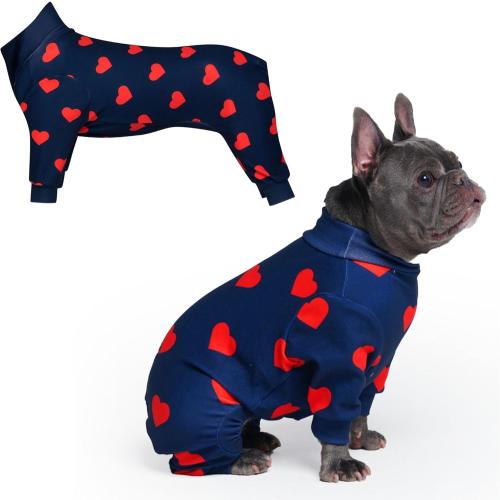 Spark Paws Dog Pajama, Dog Recovery Suit Male, Onesie, Ultra-Soft and 4-Way Stretch, for Small Medium and Large Breeds - Hearts - XL