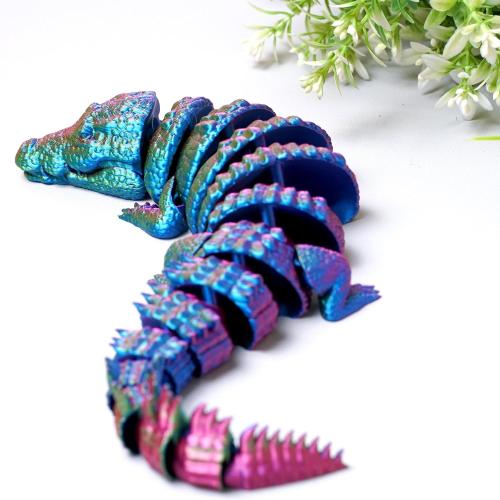3D Printed Crocodile Model,Flexible Realistic Articulated Toys,Mystery Figurines Gifts for Easter,Executive Desk Funny Décor and Festival Collectible,Easter Basket Stuffers (RGB)