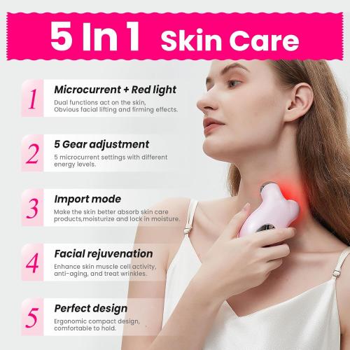 Microcurrent Facial Device,Latest Red Light Technology,Enhances The Ability to Lift The Face and Tighten The Skin,Facial Wrinkle Equipment,Smart Photon Micro-Current Device,Model:EP-300.