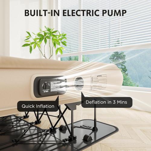 Simpli Comfy Queen EZ Bed Self-Inflating Air Mattress with Built-in Frame, Pump and Wheeled Case, Blow Up Inflatable Rolling Air Bed on Wheels