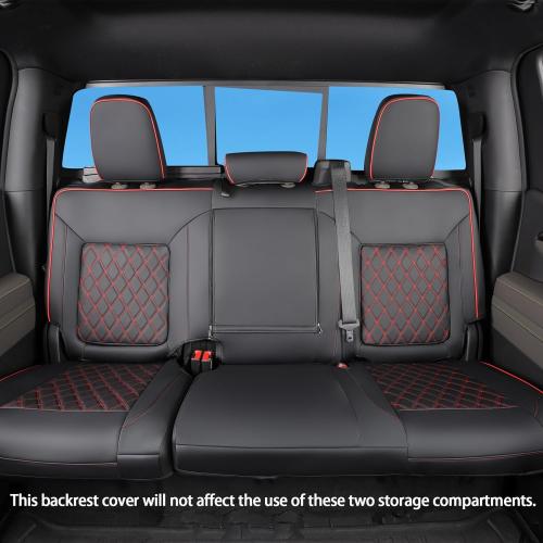 TANDI Fit for Silverado & GMC Sierra Seat Covers with Faux Leather for 2019 2020 2021 2022 2023 2024 2025 Chevy Silverado & GMC Sierra 1500&2020-2025 2500HD 3500HD(Black with Red Trim, Full Set (SG-A)