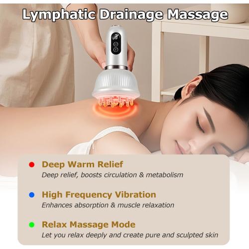 Lymphatic Drainage Massager, Cellulite Massage Tool Body Sculpting Machine for Legs Arms Belly Helps Reduce Stretch Marks & Cellulite (White, M)