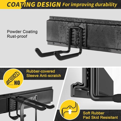 UUP 48 Garage Tool Organizer Wall Mount, 440lbs Garden Garage Storage Garage Organization with Adjustable Heavy Duty Hanging Hooks, Yard Rack Hanger System Shovel Rake Broom Ladder Holder, Men Gift