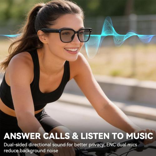 AI Smart Glasses with Camera, 1080P EIS Video, Bluetooth Music