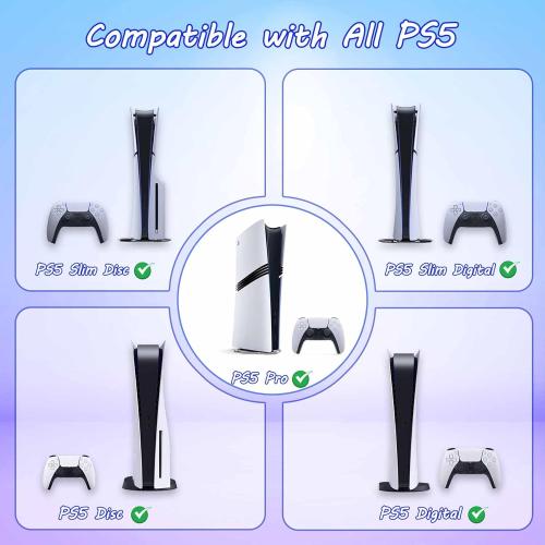 ZHGM Wall Mount for PS5 Slim/PS5 Pro/PS5, Metal Wall Mount Kit for Playstation 5 Console & Controllers, Enhance Heat Dissipation Console Wall Mount, Space Saving & Stable Wall Stand Holder (Silver)
