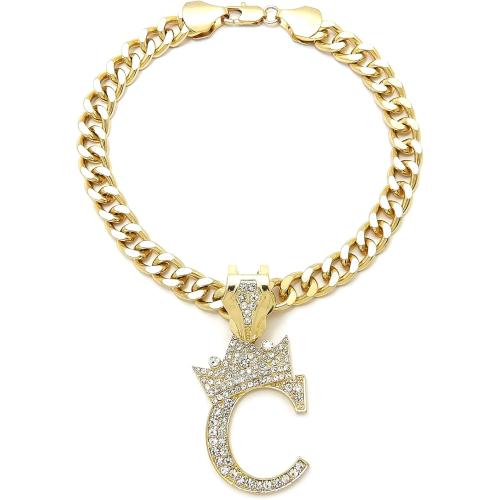 Initial Letter Cuban Chain Dog Chain Pet Chain Pet, Cat, Puppy Necklace (C, 20)