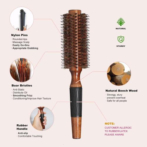 BESTOOL Round Hair Brush for Women or Men, Boar Bristle Small Round Hairbrush for Quick Blowout, Add Shine/Volume, Minimize Damage (2.2 Inch)