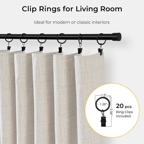 INOVADAY 100% Blackout Curtains for Bedroom, Black Out Curtains 96 Inch Long, Clip Rings Linen Blackout Drapes, Thermal Insulated Room Darkening for Living Room, 2 Panels - Beige,W50xL96