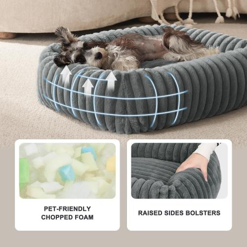 FURTIME Dog Bed for Small Dogs, Washable Orthopedic Dog Bed with Removable Cover, Rectangle Soft Calming Sleeping Puppy Bed Durable Pet Cuddler with Anti-Slip Bottom, Grey, S (20x19x6)