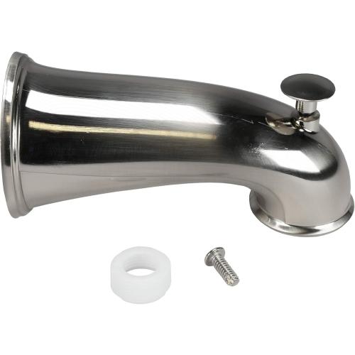 DANCO Decorative Bathtub Faucet Spout with Pull Up Diverter | 6 Inch Length | Brushed Nickel Finish (10316)