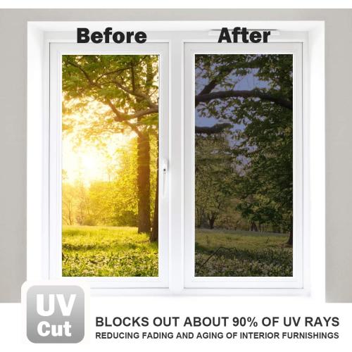 WPCTEV Reflective Window Film Mirror One Way Daytime Privacy Anti UV Static Cling Window Film Removable Decorative Screen Stickers Blue & Silver 6 Mil 35.4 Inch x 6.5 Feet