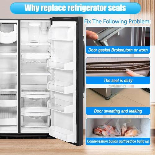 Upgraded 63.50x14.57 241510204 241510208 Refrigerator Freezer Door Gasket Replacement Compatible with Frigidaire, Kenmore and Electrolux Freezer Seal 4996726 241510204 241510206 7241510204 Black