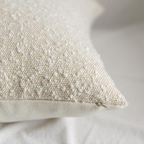 Set of 2 Textured Boucle Throw Pillow Covers 22x22 inch Cream Beige Modern Farmhouse Boho Accent Decorative Square Cushion Cases Neutral Home Decor for Couch Bed Living Room