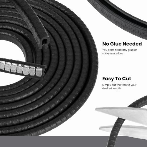 Edge Trim Black Small, Fits Edge 1/16 to 1/8 Inch, Length 10 Feet (3 Meter)
