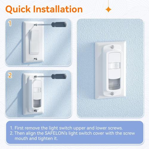 SAFELON 4 PCS Light Switch Cover Guard for Baby Safety, Childproof Light Switch Locks, Wall Switch Covers Prevents Kids from Turning The Lights On and Off