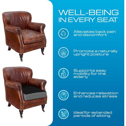 Kolbs Extra Large Recliner Cushion | Chic 2 Tone Velvet Cover | Memory Foam Seat Pillow 5 inch Thick 20 x 20 | Recline Chair Cushions for Elderly - Extra Large Chair Pad