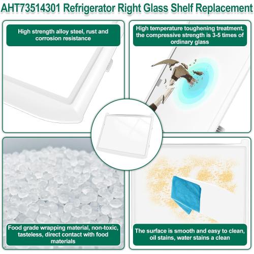 Upgraded AHT73514301 Refrigerator Tempered Glass Shelf Assembly Replacement Compatible with LG Refrigerator Parts Replace AP5676688 PS7788910 EAP7788910 Kenmore Refrigerator Glass Shelf
