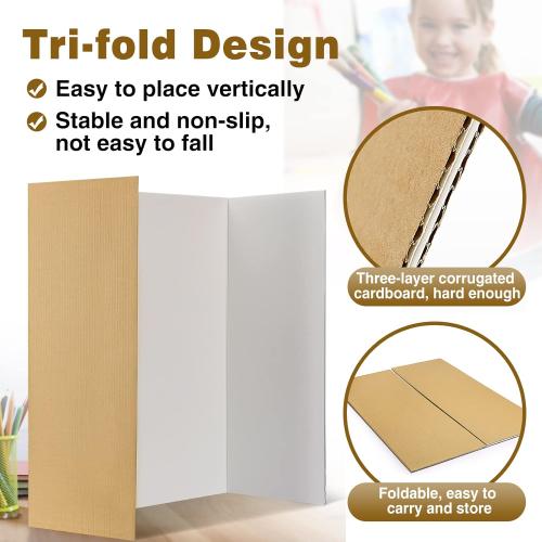 8 PCS Trifold Poster Board- Large 40 x 28 Tri Fold Display Board Hard & Thick White Presentation Cardboard for Science Fair, School Projects, and Business Presentations Supply